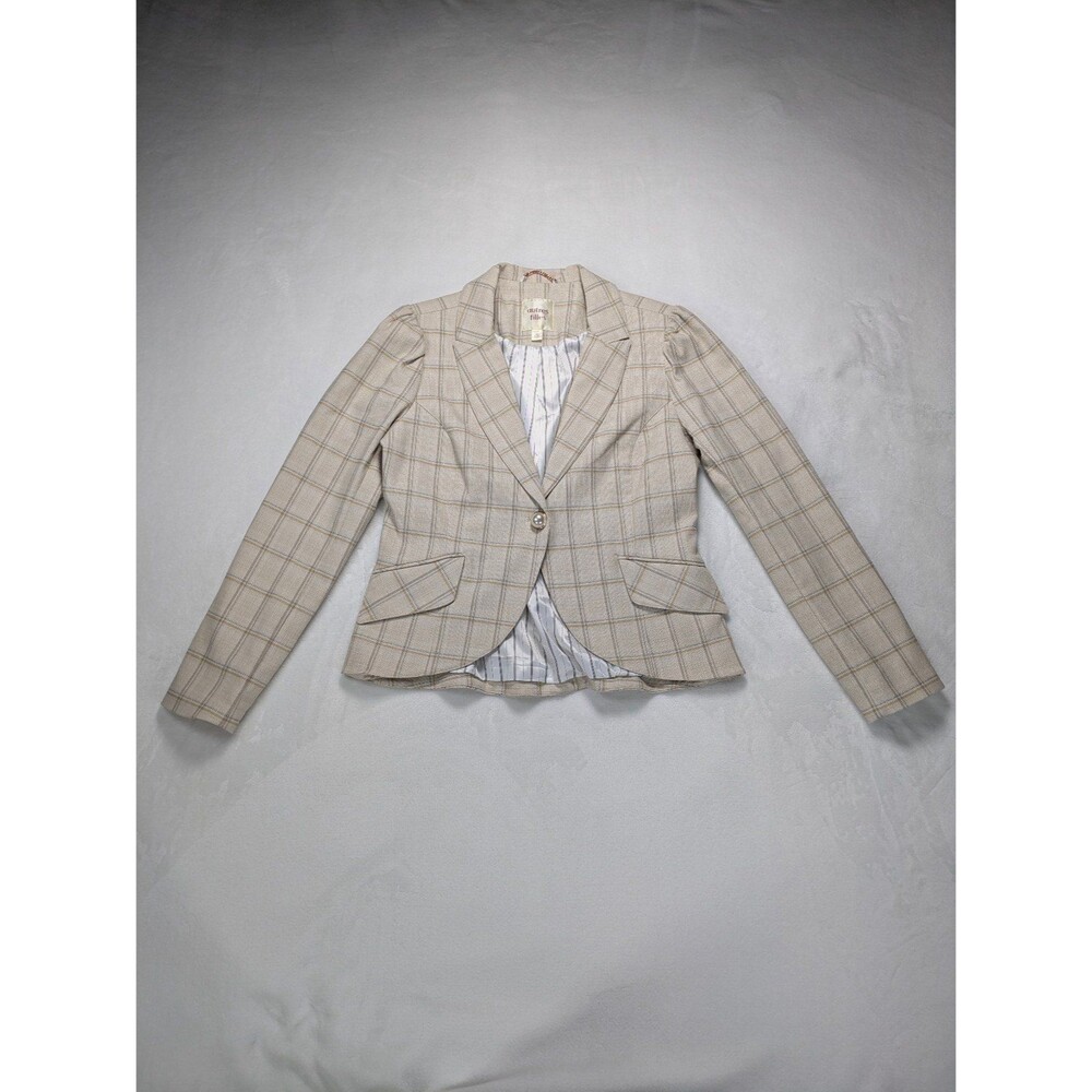 Autres Filles Plaid Puff Sleeve Blazer - Pearl Button Detail - Size L
